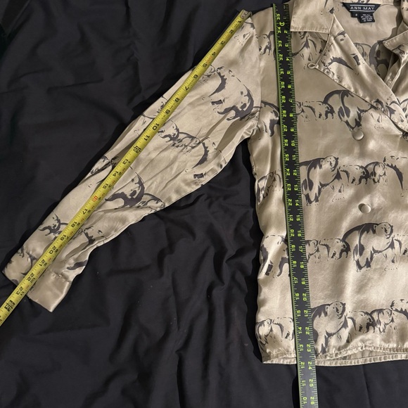 Vintage Ann May Double Breasted Silk Charmeuse Polar Bear Blouse - Picture 4 of 5